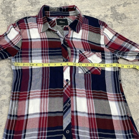 Rails Hunter Plaid Button Front Long Sleeve Shirt Flannel Burgundy Navy Blue S - Picture 7 of 10